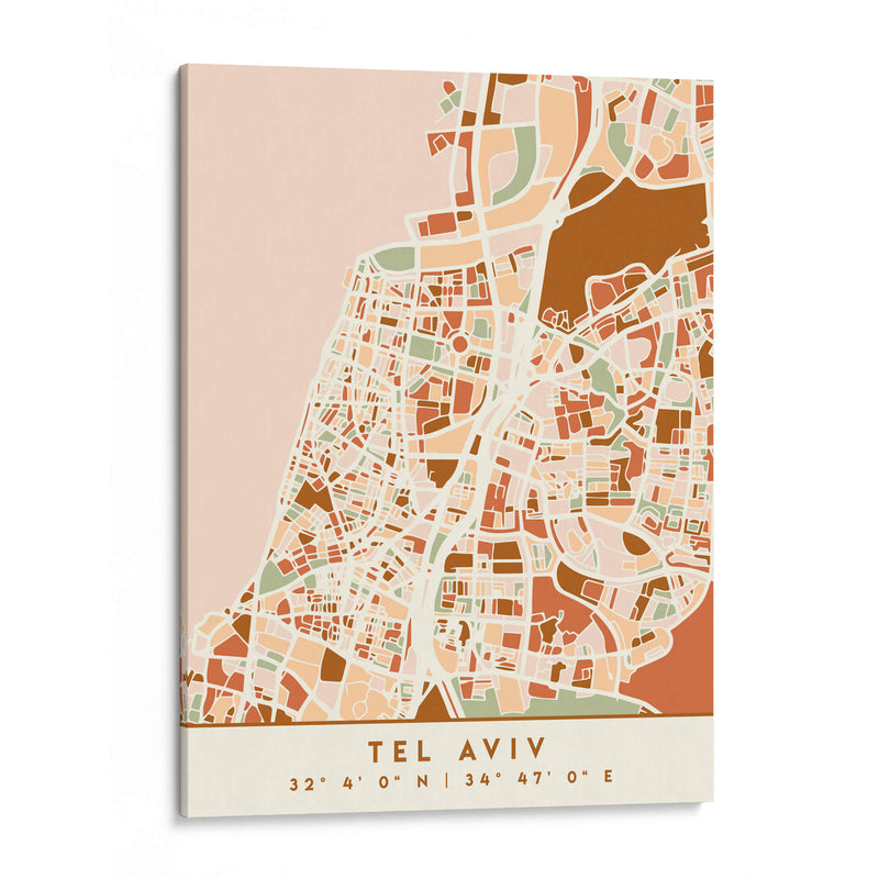 Tel Aviv, Mapas negros Tonos tierra 87 - Emiliano Deificus | Cuadro decorativo de Canvas Lab