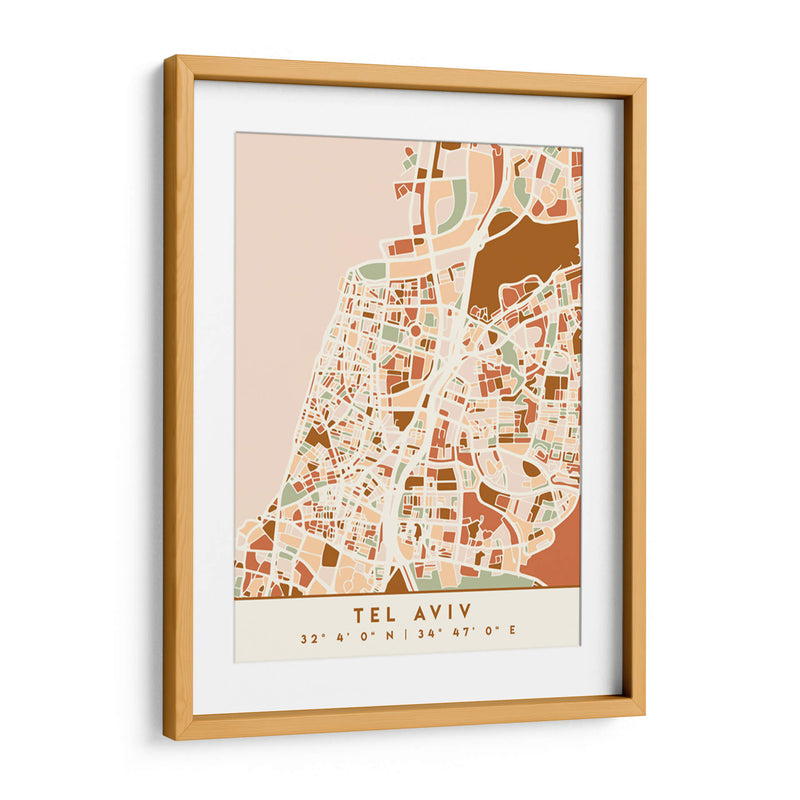 Tel Aviv, Mapas negros Tonos tierra 87 - Emiliano Deificus | Cuadro decorativo de Canvas Lab