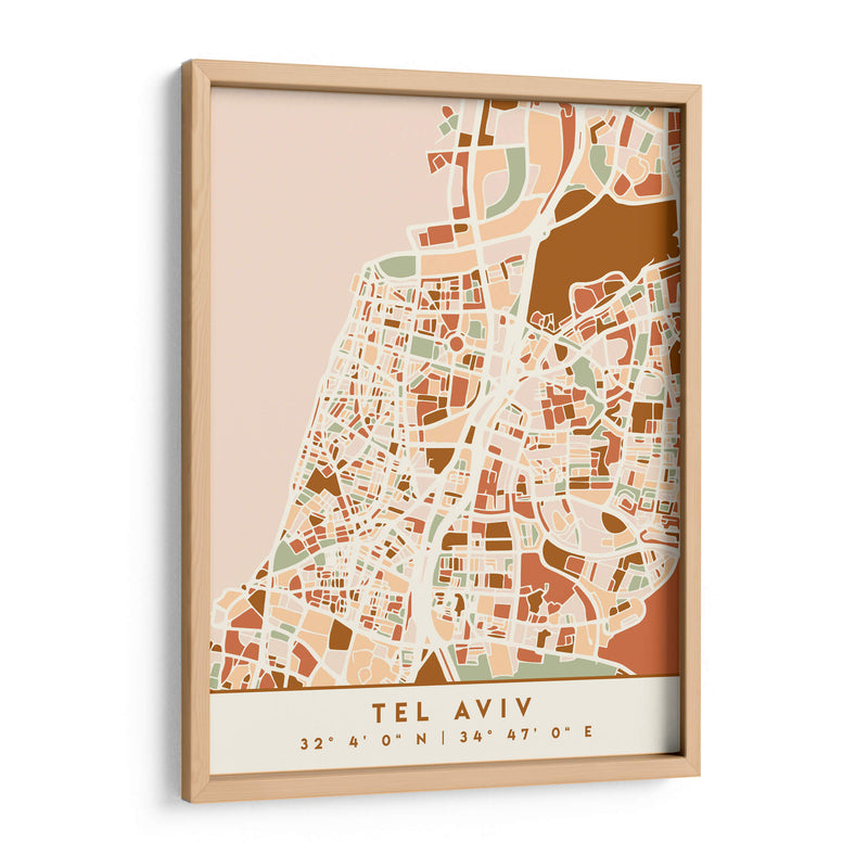 Tel Aviv, Mapas negros Tonos tierra 87 - Emiliano Deificus | Cuadro decorativo de Canvas Lab