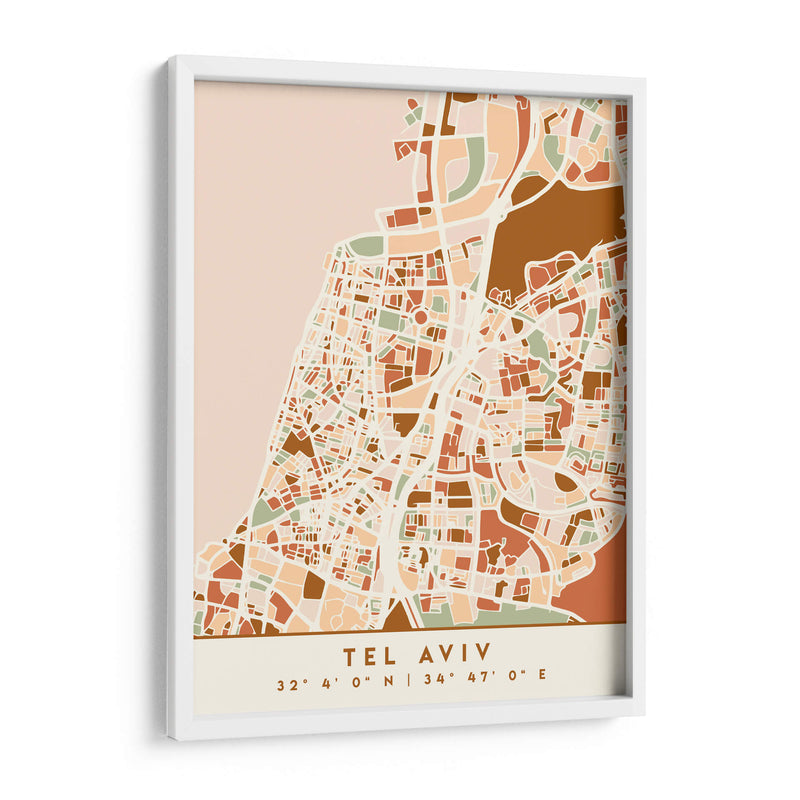 Tel Aviv, Mapas negros Tonos tierra 87 - Emiliano Deificus | Cuadro decorativo de Canvas Lab