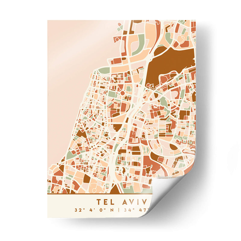 Tel Aviv, Mapas negros Tonos tierra 87 - Emiliano Deificus | Cuadro decorativo de Canvas Lab