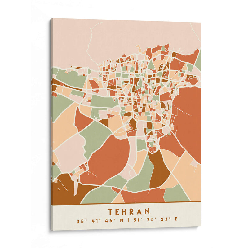 Tehran, Mapas negros Tonos tierra 86 - Emiliano Deificus | Cuadro decorativo de Canvas Lab
