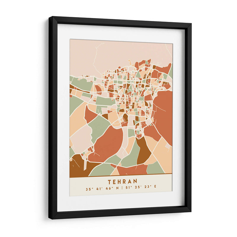 Tehran, Mapas negros Tonos tierra 86 - Emiliano Deificus | Cuadro decorativo de Canvas Lab