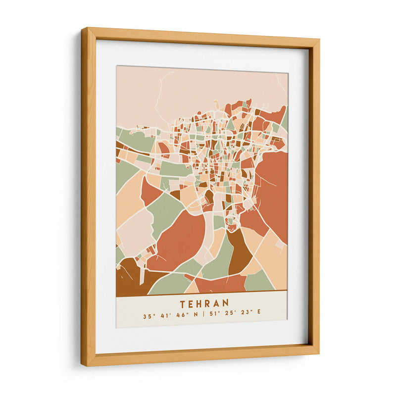 Tehran, Mapas negros Tonos tierra 86 - Emiliano Deificus | Cuadro decorativo de Canvas Lab