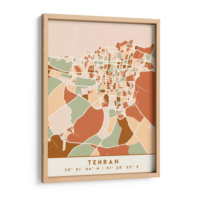 Tehran, Mapas negros Tonos tierra 86 - Emiliano Deificus | Cuadro decorativo de Canvas Lab