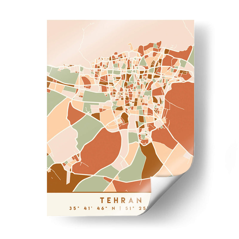 Tehran, Mapas negros Tonos tierra 86 - Emiliano Deificus | Cuadro decorativo de Canvas Lab
