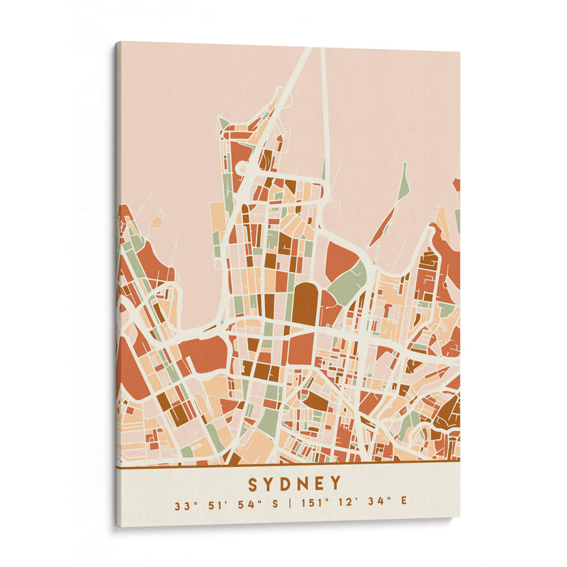 Sydney, Mapas negros Tonos tierra 84 - Emiliano Deificus | Cuadro decorativo de Canvas Lab