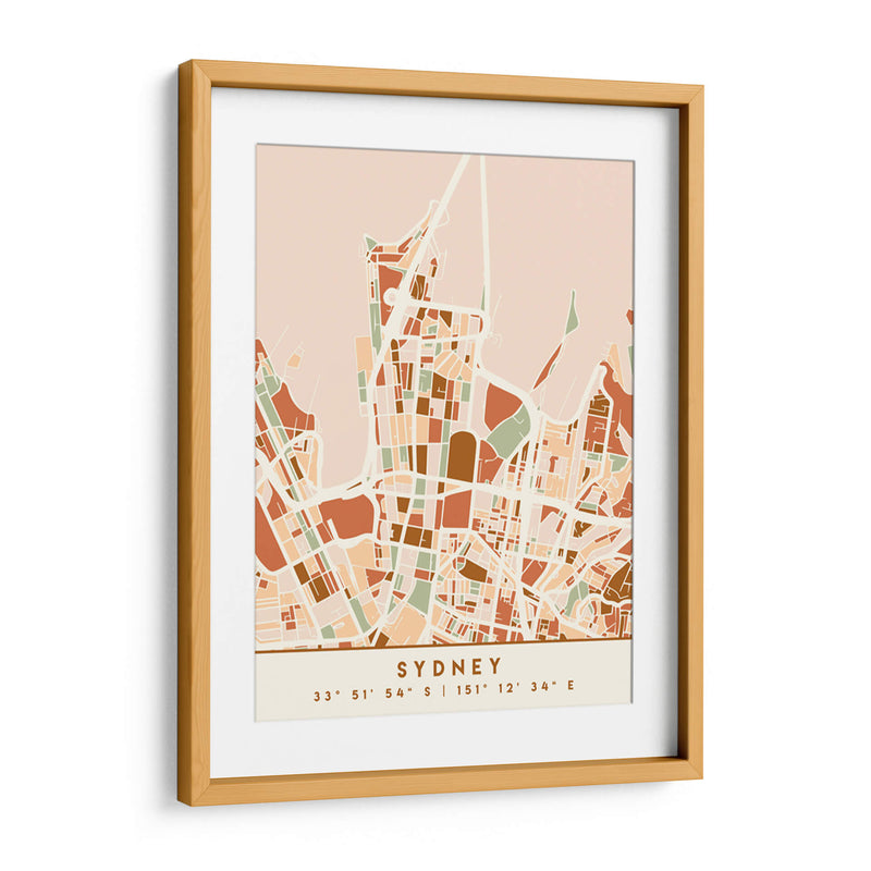 Sydney, Mapas negros Tonos tierra 84 - Emiliano Deificus | Cuadro decorativo de Canvas Lab