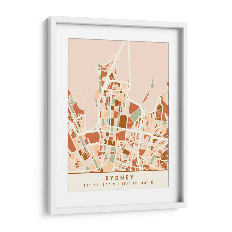 Sydney, Mapas negros Tonos tierra 84 - Emiliano Deificus | Cuadro decorativo de Canvas Lab