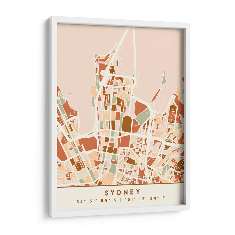 Sydney, Mapas negros Tonos tierra 84 - Emiliano Deificus | Cuadro decorativo de Canvas Lab