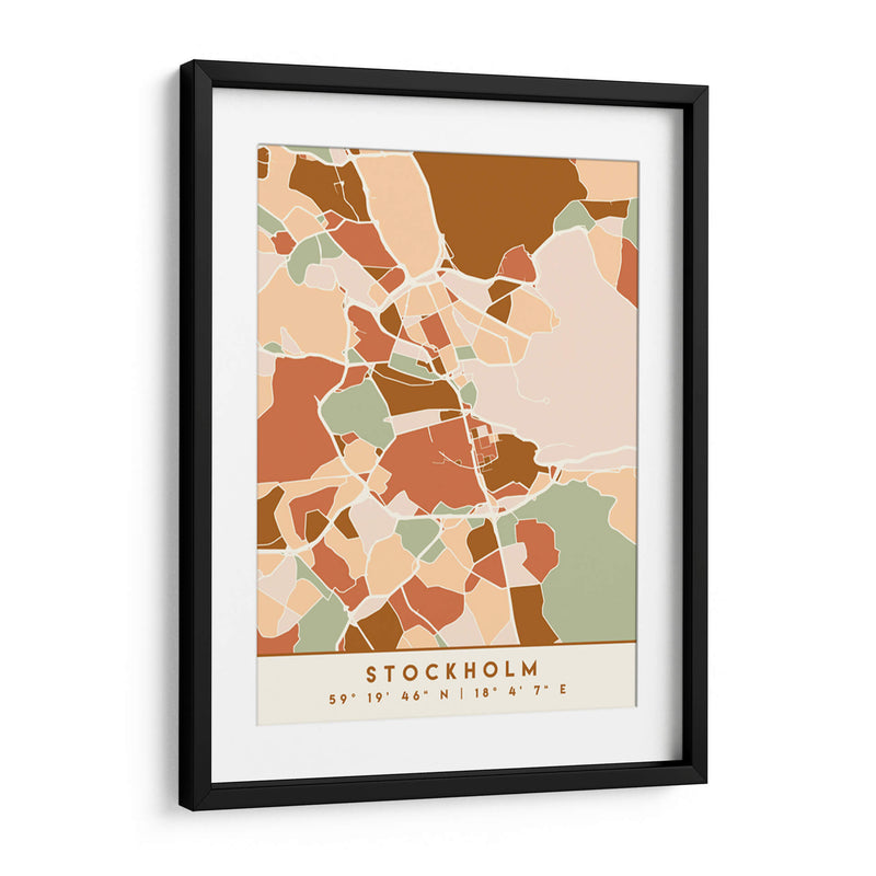 Estocolmo, Mapas negros Tonos tierra 83 - Emiliano Deificus | Cuadro decorativo de Canvas Lab