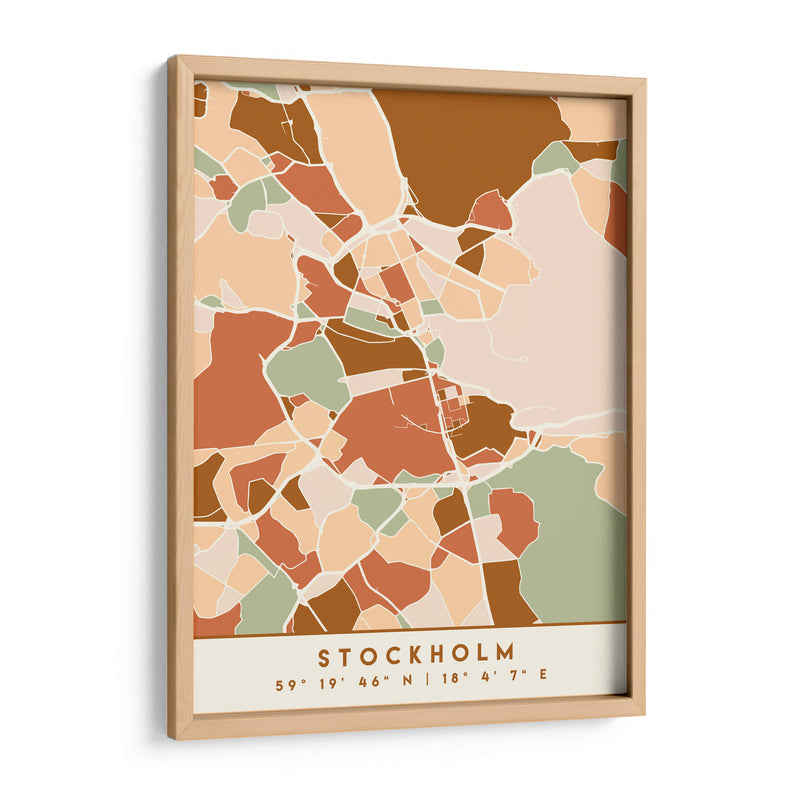 Estocolmo, Mapas negros Tonos tierra 83 - Emiliano Deificus | Cuadro decorativo de Canvas Lab