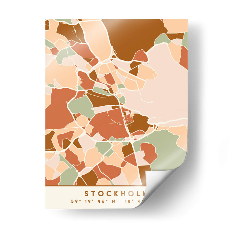 Estocolmo, Mapas negros Tonos tierra 83 - Emiliano Deificus | Cuadro decorativo de Canvas Lab