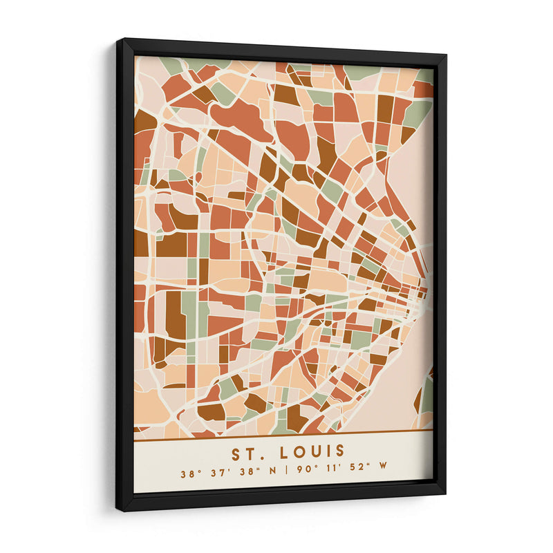 Saint Louis, Mapas negros Tonos tierra 82 - Emiliano Deificus | Cuadro decorativo de Canvas Lab