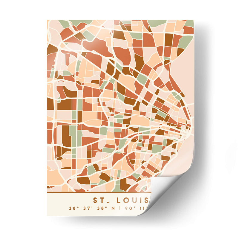 Saint Louis, Mapas negros Tonos tierra 82 - Emiliano Deificus | Cuadro decorativo de Canvas Lab