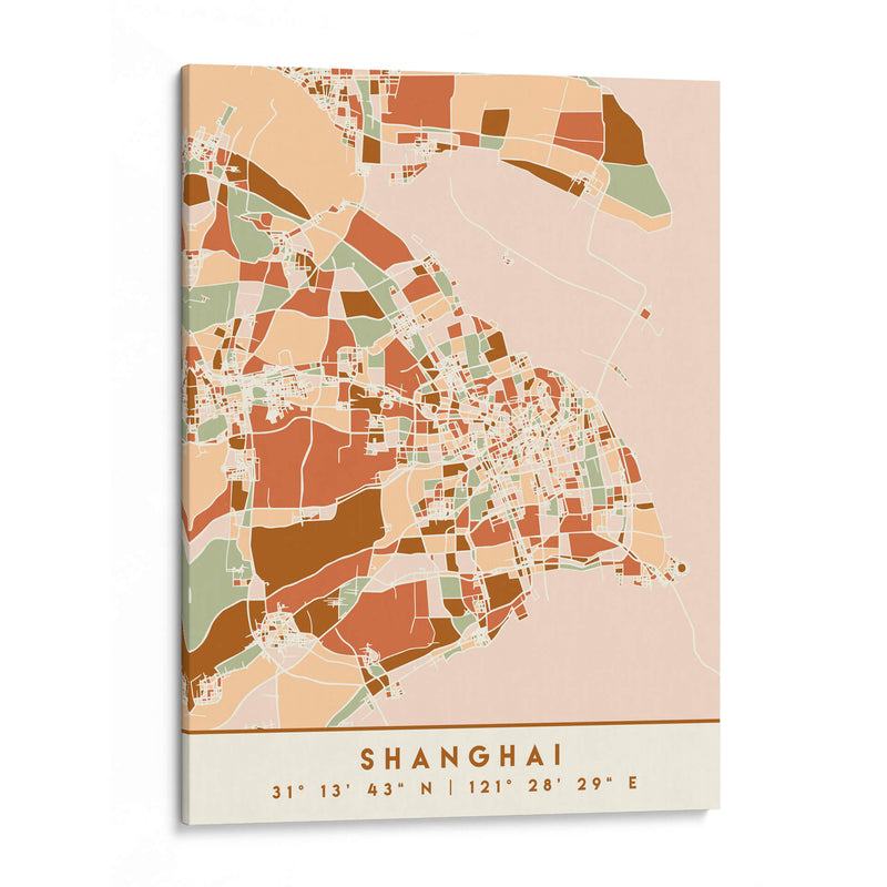 Shanghai, Mapas negros Tonos tierra 80 - Emiliano Deificus | Cuadro decorativo de Canvas Lab