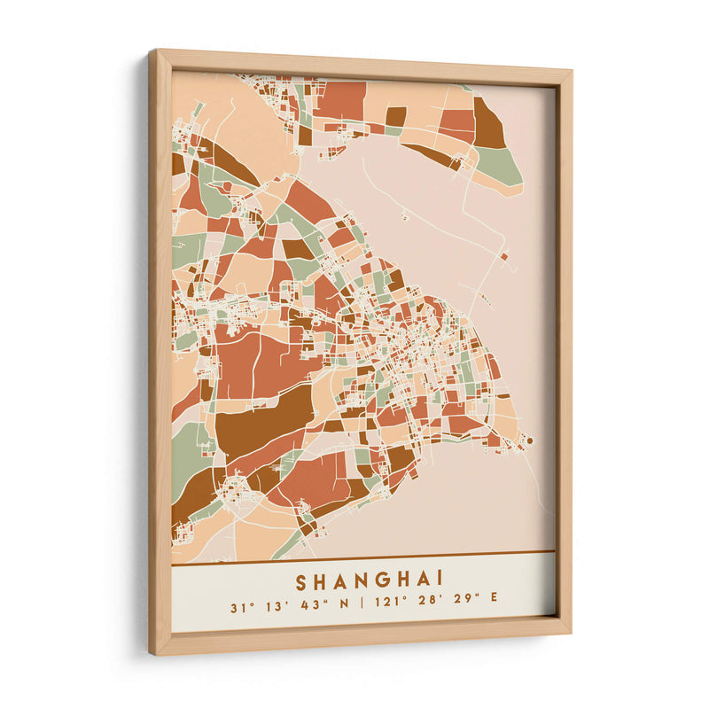 Shanghai, Mapas negros Tonos tierra 80 - Emiliano Deificus | Cuadro decorativo de Canvas Lab