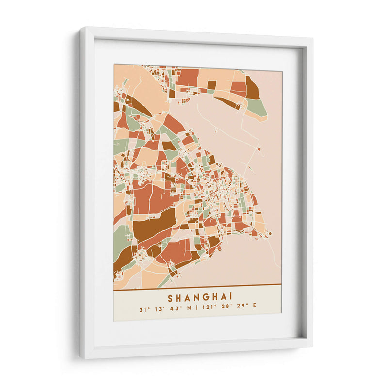 Shanghai, Mapas negros Tonos tierra 80 - Emiliano Deificus | Cuadro decorativo de Canvas Lab