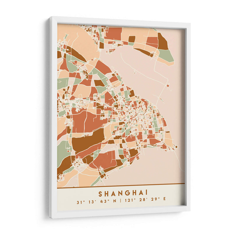 Shanghai, Mapas negros Tonos tierra 80 - Emiliano Deificus | Cuadro decorativo de Canvas Lab