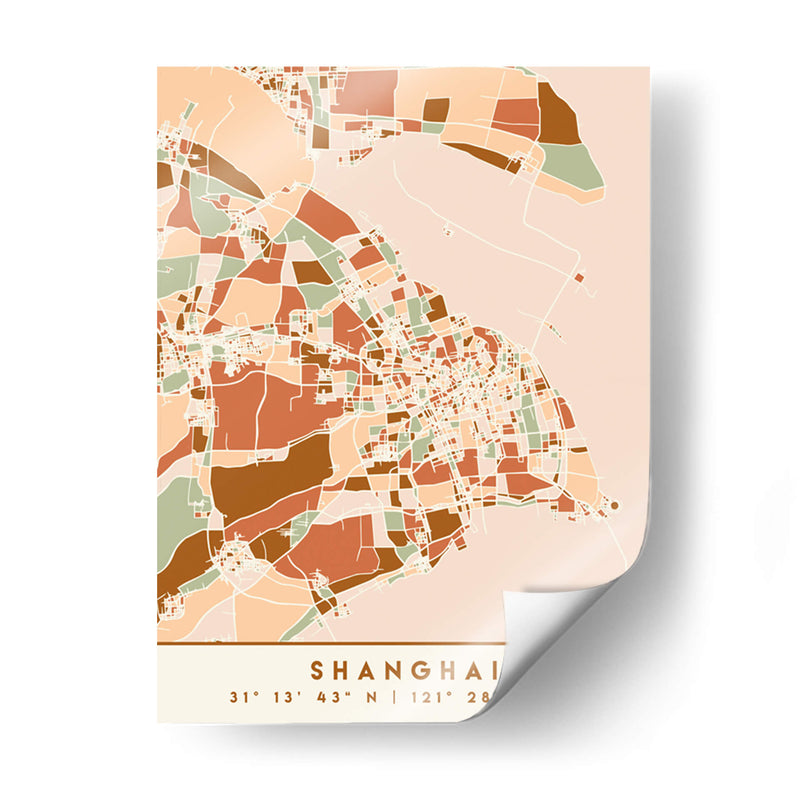 Shanghai, Mapas negros Tonos tierra 80 - Emiliano Deificus | Cuadro decorativo de Canvas Lab