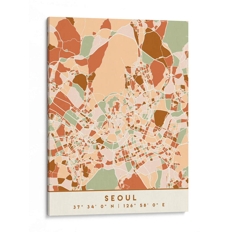 Seoul, Mapas negros Tonos tierra 79 - Emiliano Deificus | Cuadro decorativo de Canvas Lab