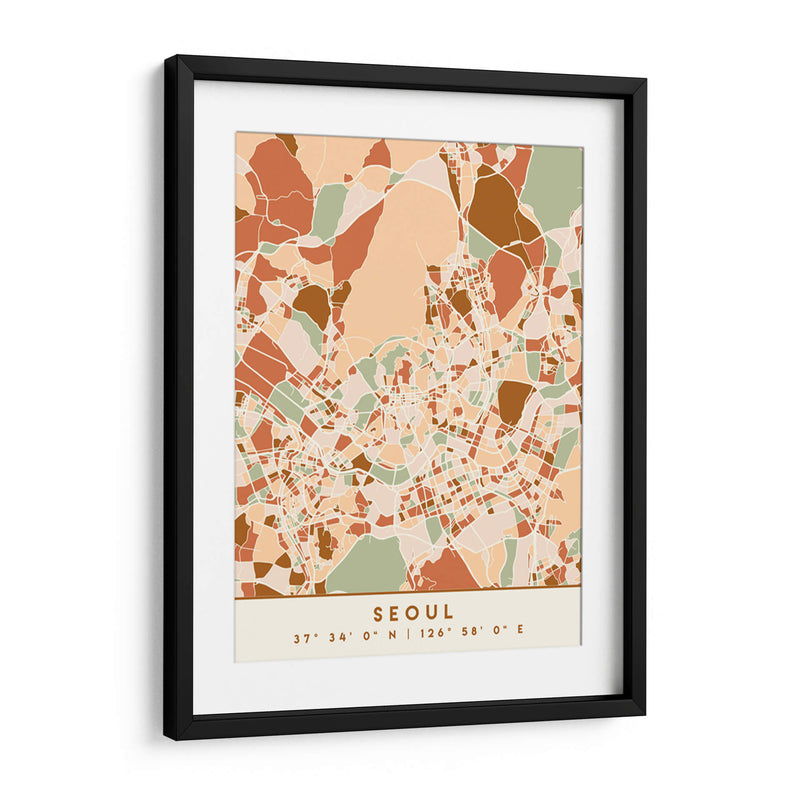 Seoul, Mapas negros Tonos tierra 79 - Emiliano Deificus | Cuadro decorativo de Canvas Lab