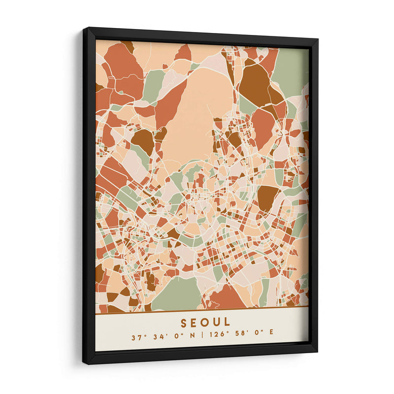 Seoul, Mapas negros Tonos tierra 79 - Emiliano Deificus | Cuadro decorativo de Canvas Lab