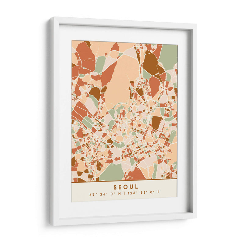 Seoul, Mapas negros Tonos tierra 79 - Emiliano Deificus | Cuadro decorativo de Canvas Lab