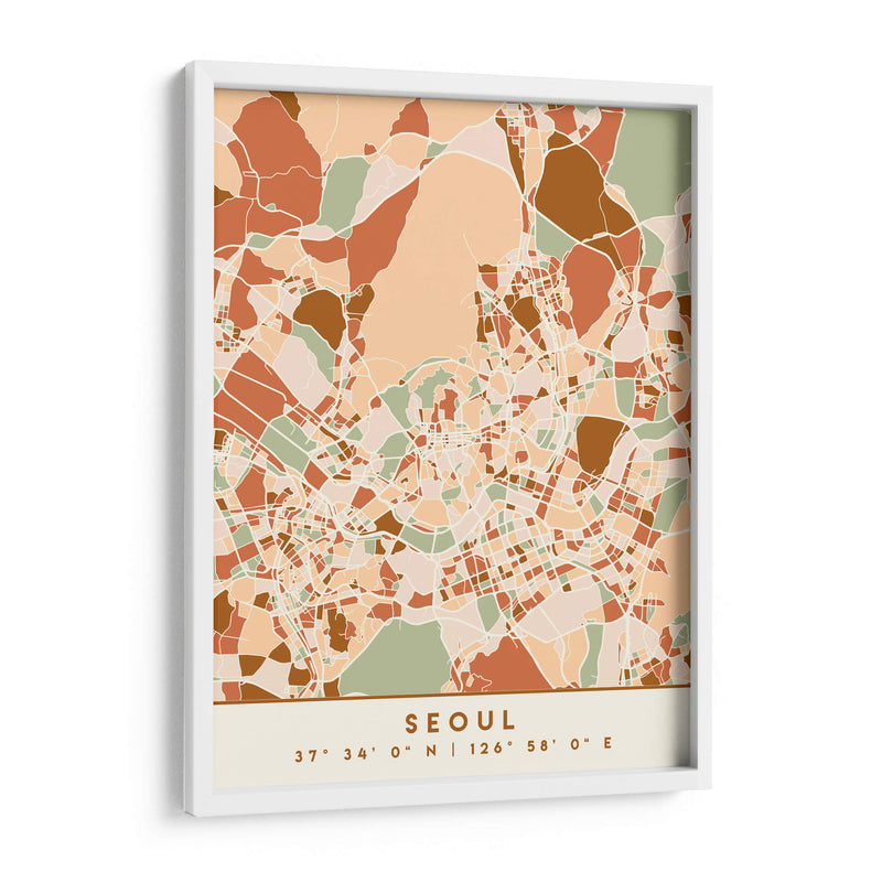 Seoul, Mapas negros Tonos tierra 79 - Emiliano Deificus | Cuadro decorativo de Canvas Lab