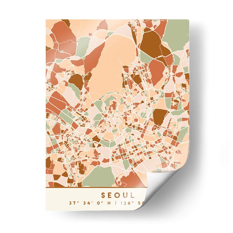 Seoul, Mapas negros Tonos tierra 79 - Emiliano Deificus | Cuadro decorativo de Canvas Lab