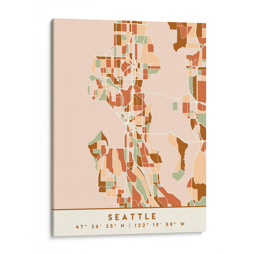 Seattle, Mapas negros Tonos tierra 78 - Emiliano Deificus | Cuadro decorativo de Canvas Lab