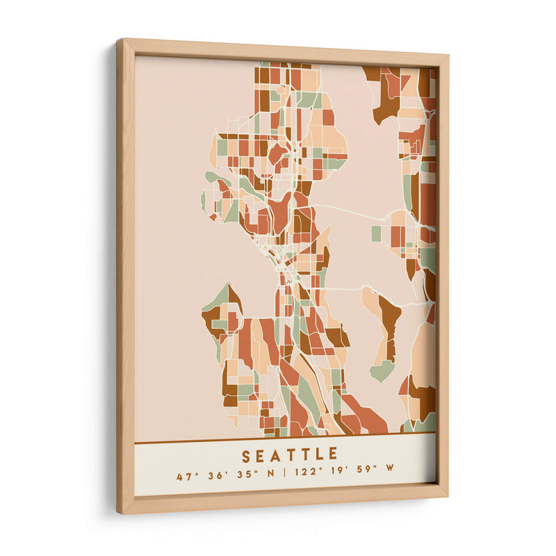 Seattle, Mapas negros Tonos tierra 78 - Emiliano Deificus | Cuadro decorativo de Canvas Lab