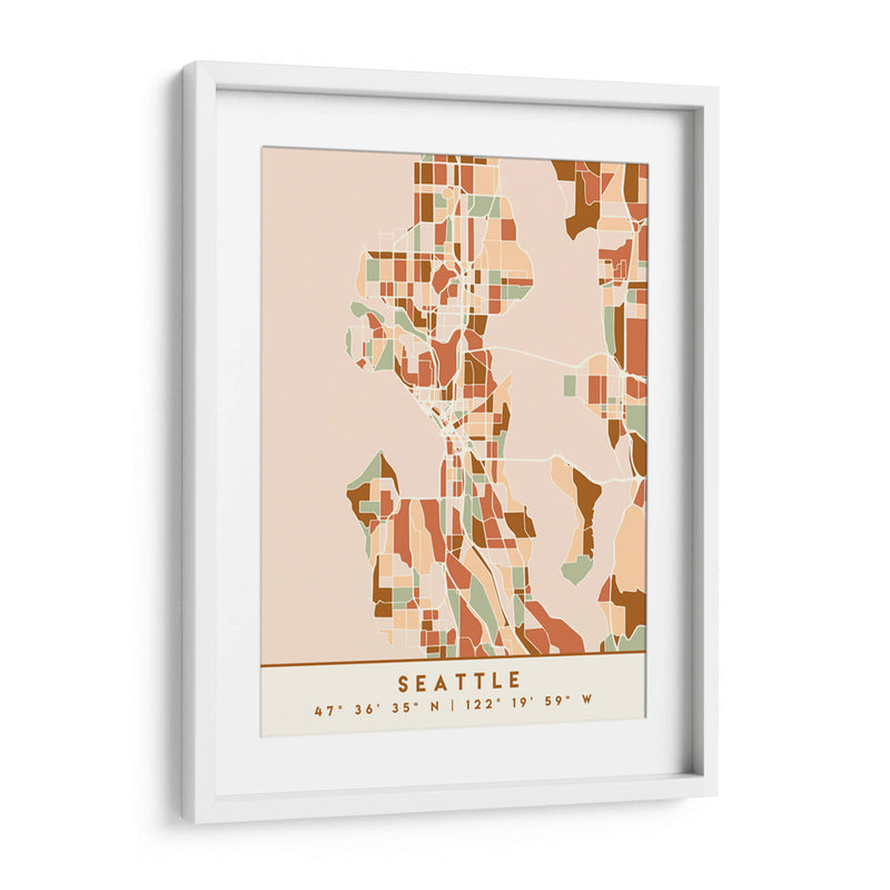 Seattle, Mapas negros Tonos tierra 78 - Emiliano Deificus | Cuadro decorativo de Canvas Lab