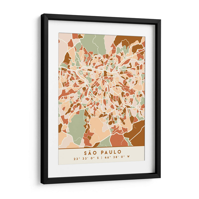 Sao Paulo, Mapas negros Tonos tierra 77 - Emiliano Deificus | Cuadro decorativo de Canvas Lab