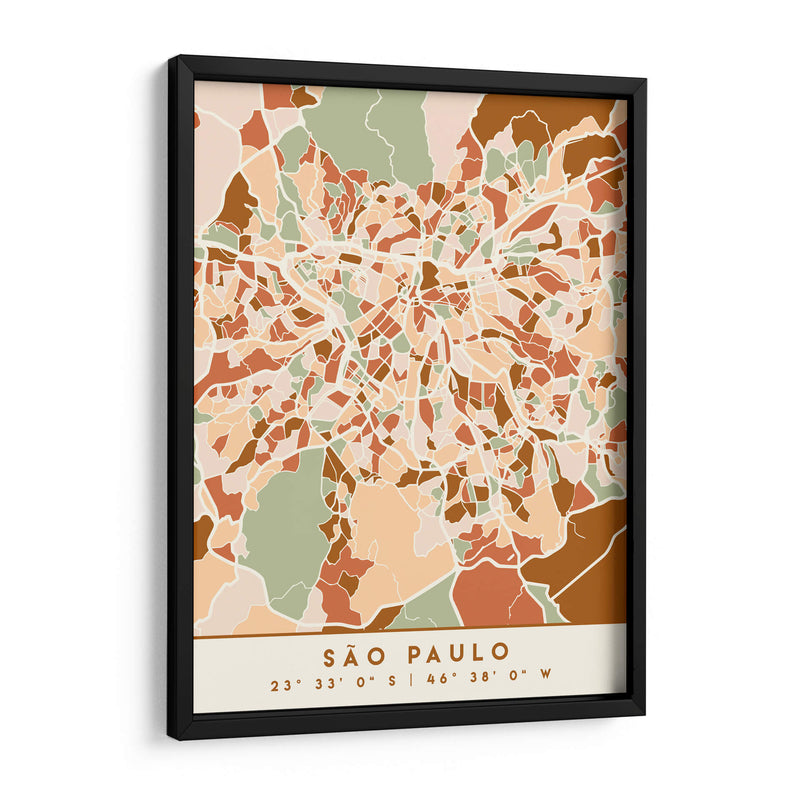 Sao Paulo, Mapas negros Tonos tierra 77 - Emiliano Deificus | Cuadro decorativo de Canvas Lab