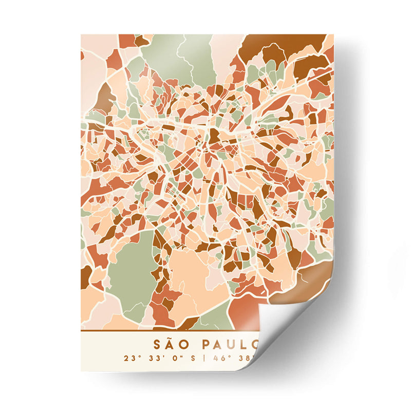 Sao Paulo, Mapas negros Tonos tierra 77 - Emiliano Deificus | Cuadro decorativo de Canvas Lab