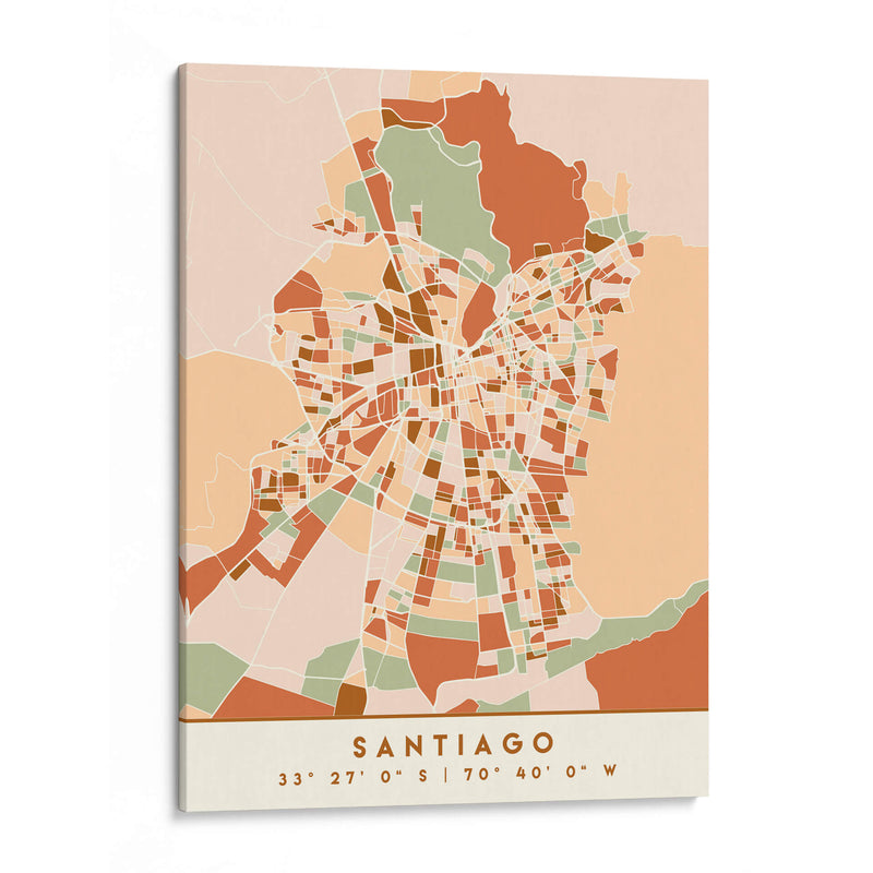 Santiago, Mapas negros Tonos tierra 76 - Emiliano Deificus | Cuadro decorativo de Canvas Lab