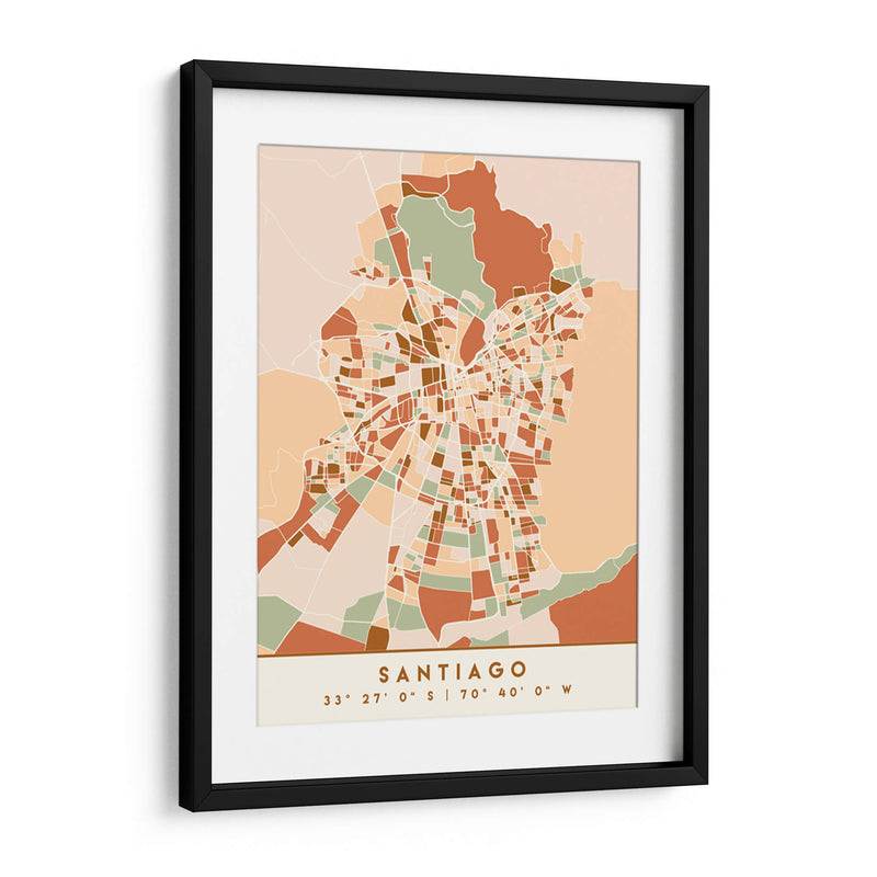 Santiago, Mapas negros Tonos tierra 76 - Emiliano Deificus | Cuadro decorativo de Canvas Lab