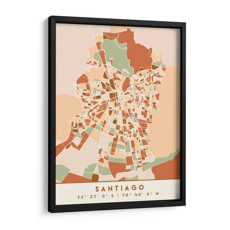 Santiago, Mapas negros Tonos tierra 76 - Emiliano Deificus | Cuadro decorativo de Canvas Lab