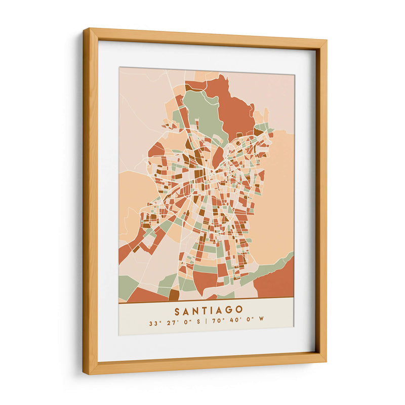 Santiago, Mapas negros Tonos tierra 76 - Emiliano Deificus | Cuadro decorativo de Canvas Lab