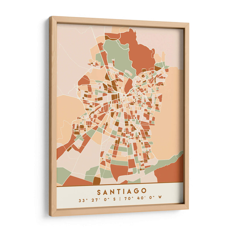 Santiago, Mapas negros Tonos tierra 76 - Emiliano Deificus | Cuadro decorativo de Canvas Lab