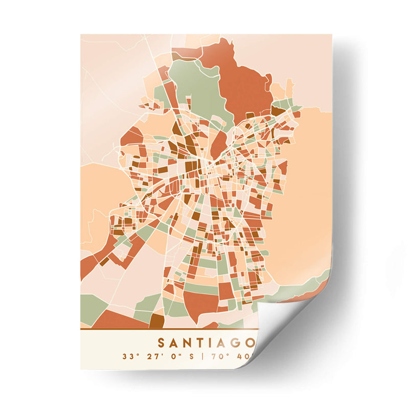 Santiago, Mapas negros Tonos tierra 76 - Emiliano Deificus | Cuadro decorativo de Canvas Lab