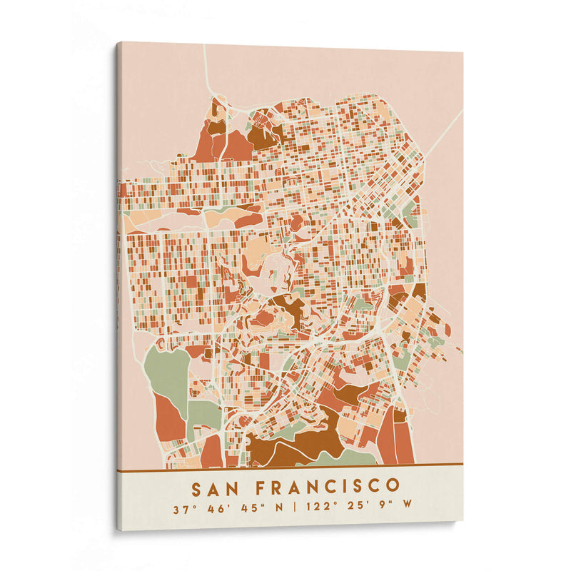 San Francisco, Mapas negros Tonos tierra 75 - Emiliano Deificus | Cuadro decorativo de Canvas Lab