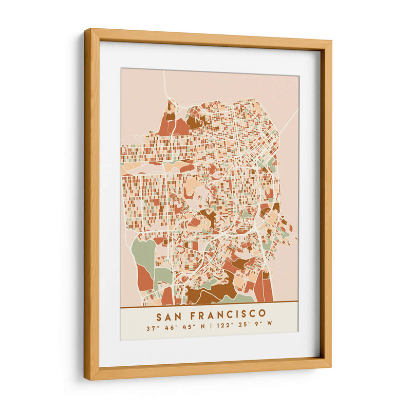 San Francisco, Mapas negros Tonos tierra 75 - Emiliano Deificus | Cuadro decorativo de Canvas Lab
