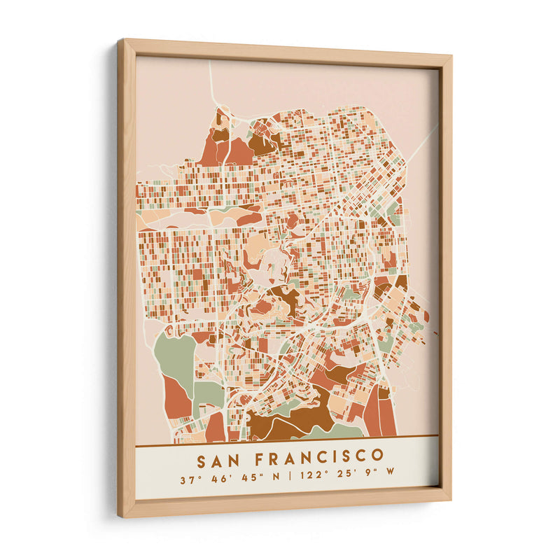 San Francisco, Mapas negros Tonos tierra 75 - Emiliano Deificus | Cuadro decorativo de Canvas Lab