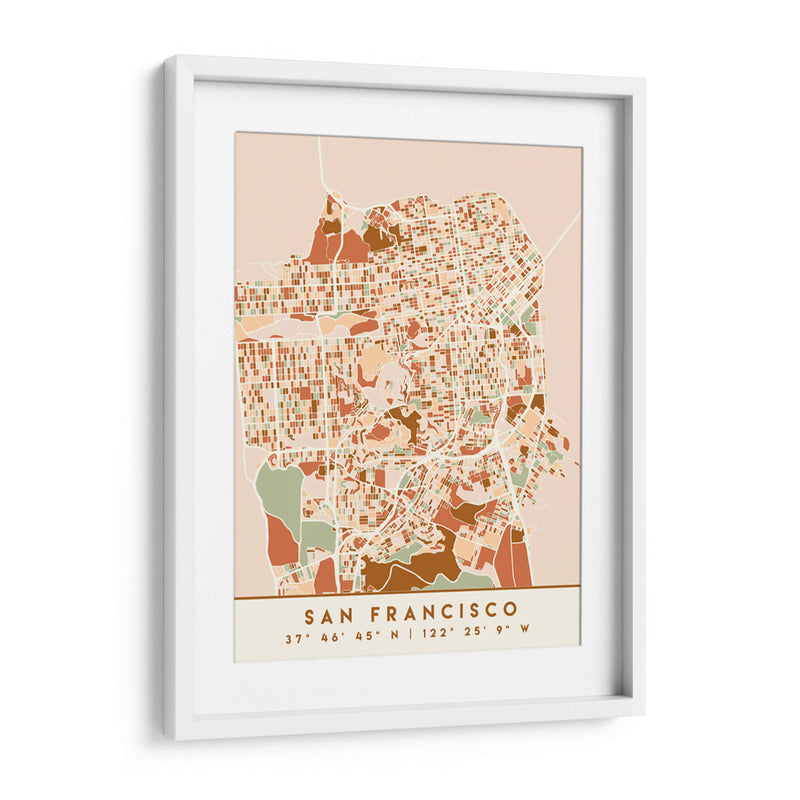 San Francisco, Mapas negros Tonos tierra 75 - Emiliano Deificus | Cuadro decorativo de Canvas Lab