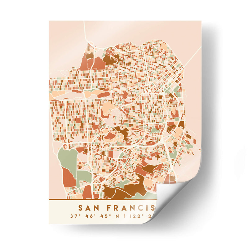 San Francisco, Mapas negros Tonos tierra 75 - Emiliano Deificus | Cuadro decorativo de Canvas Lab