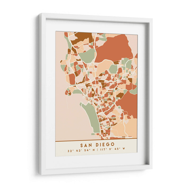 San Diego, Mapas negros Tonos tierra 74 - Emiliano Deificus | Cuadro decorativo de Canvas Lab