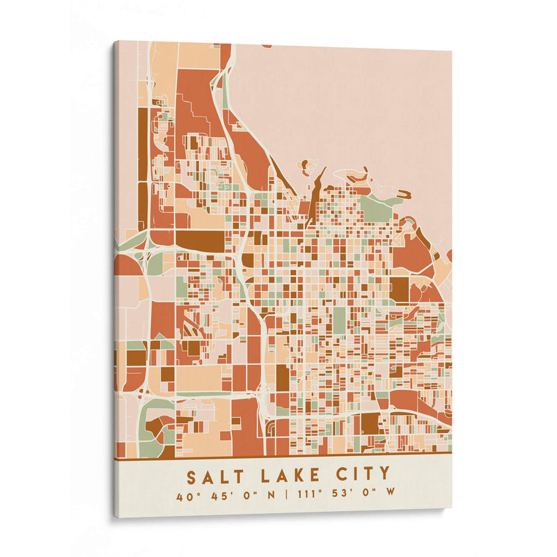 Salt Lake City, Mapas negros Tonos tierra 73 - Emiliano Deificus | Cuadro decorativo de Canvas Lab