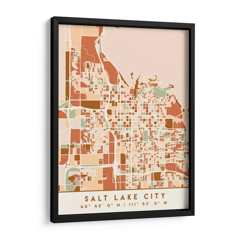 Salt Lake City, Mapas negros Tonos tierra 73 - Emiliano Deificus | Cuadro decorativo de Canvas Lab